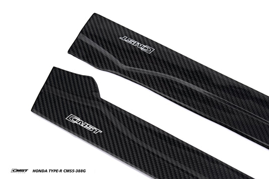 Honda Civic Type-R FL5 2023-ON with Aftermarket Parts - V2 Side Skirts Dry Pre-preg Carbon Fiber / FRP from CMST Tuning