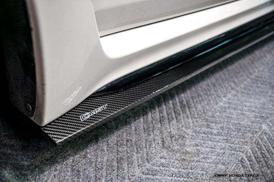 Honda Civic Type-R FL5 2023-ON with Aftermarket Parts - V2 Side Skirts Dry Pre-preg Carbon Fiber / FRP from CMST Tuning