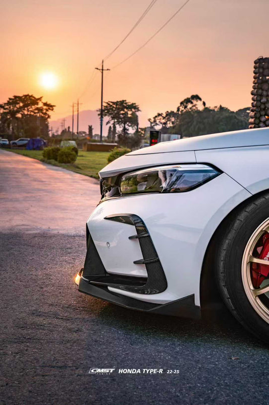 Honda Civic Type-R FL5 2023-ON with Aftermarket Parts - V2 Front Lip Dry Pre-preg Carbon Fiber / FRP from CMST Tuning