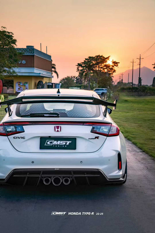Honda Civic Type-R FL5 2023-ON with Aftermarket Parts - V2 Rear Spoiler Dry Pre-preg Carbon Fiber / FRP from CMST Tuning