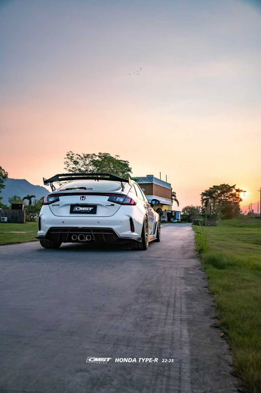 Honda Civic Type-R FL5 2023-ON with Aftermarket Parts - V2 Rear Spoiler Dry Pre-preg Carbon Fiber / FRP from CMST Tuning