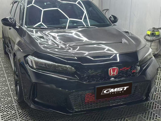 Honda Civic Type-R FL5 2023 2024 with Aftermarket Parts - V1 Hood Bonnet Carbon Fiber from CMST Tuning