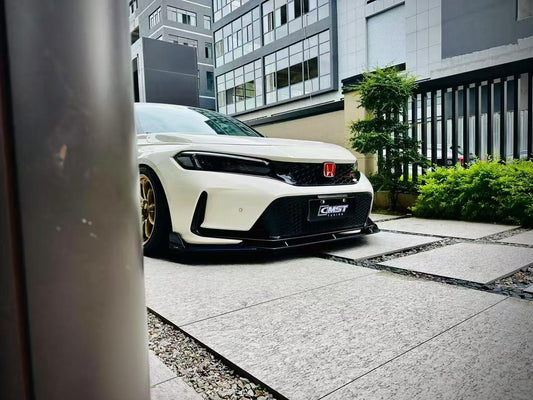 Honda Civic Type-R FL5 2023 2024 with Aftermarket Parts - Front Lip Splitter Pre-preg Carbon Fiber / FRP from CMST Tuning