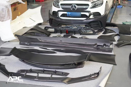 Mercedes Benz C-Class C43 C400 C300 W205 2015-2021 Sedan & C-Class C43 C300 W205 2016-2022 Coupe Convertible (suitable for both pre-facelift and facelift, only to be installed with CMST AMG GTR Style Bumper CMS2-210) with Aftermarket Parts - GTR Style Front Bumper & Front Lip Carbon Fiber/FRP/PP from CMST Tuning