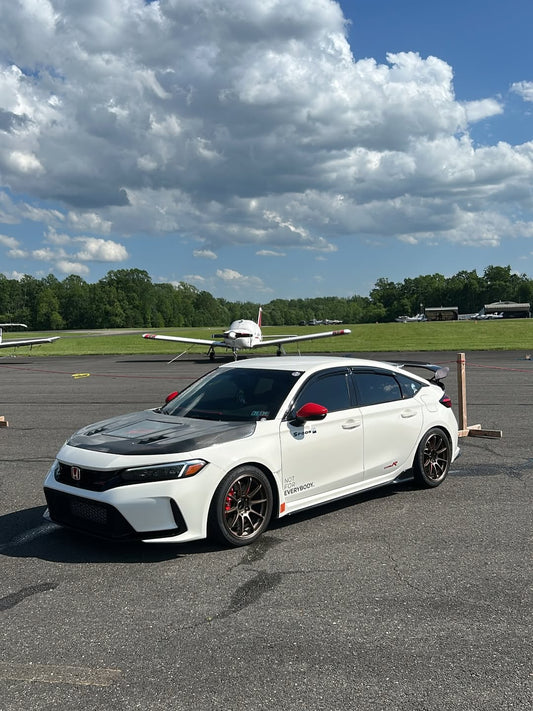 Honda Civic Type-R FL5 2023 2024 with Aftermarket Parts - V2 Clearview Glass Hood Bonnet Carbon Fiber / FRP from CMST Tuning