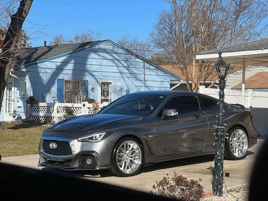 Infiniti Q60 Red Sport 400 Premium Luxe Sport Pure 2017 2018 2019 2020 2021 2022 with Aftermarket Parts - Project Black S Concept Front Bumper & Lip Carbon Fiber / FRP from CMST Tuning