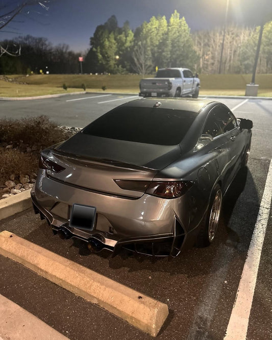 Infiniti Q60 Red Sport 400 Premium Luxe Sport Pure 2017 2018 2019 2020 2021 2022 with Aftermarket Parts - Project Black S Concept Rear Bumper & Diffuser Carbon Fiber / FRP from CMST Tuning