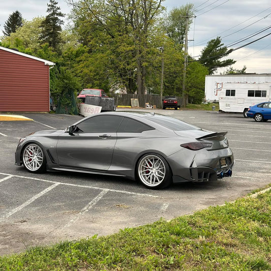 Infiniti Q60 Red Sport 400 Premium Luxe Sport Pure 2017 2018 2019 2020 2021 2022 with Aftermarket Parts - Project Black S Concept Rear Bumper & Diffuser Carbon Fiber / FRP from CMST Tuning