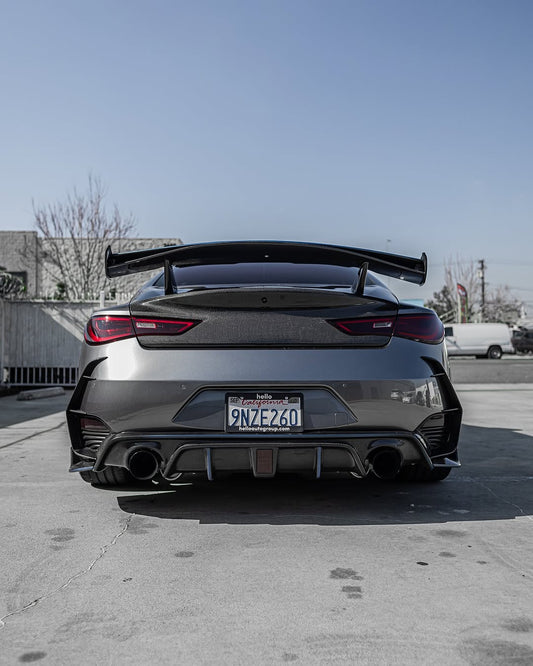 Infiniti Q60 Red Sport 400 Premium Luxe Sport Pure 2017 2018 2019 2020 2021 2022 with Aftermarket Parts - Project Black S Concept Rear Spoiler Wing Carbon Fiber / FRP from CMST Tuning