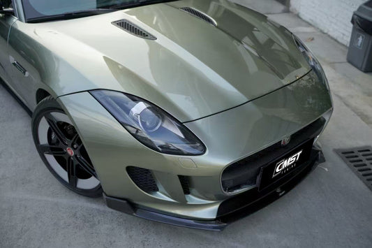 Jaguar F-Type SVR R S Base 2014 2015 2016 2017 2018 2019 2020 with Aftermarket Parts - Front Lip Splitter Carbon Fiber / FRP from CMST Tuning