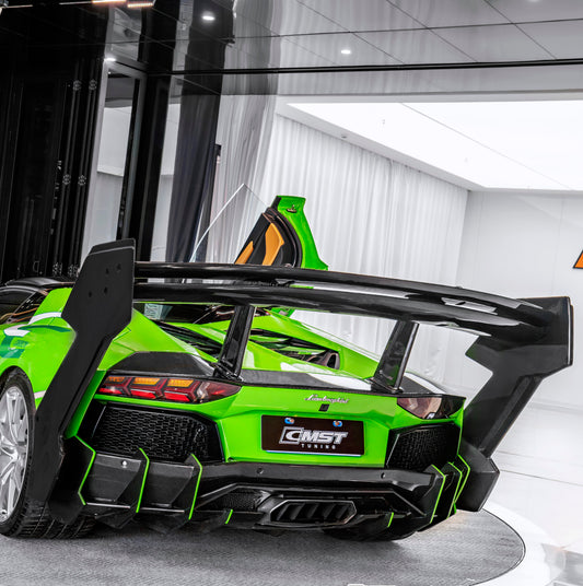 Lamborghini Aventador Base LP700 LP720 S LP740 Ultimate LP780 2012 2013 2014 2015 2016 2017 2018 2019 2020 2021 2022 2023 with Aftermarket Parts - V2 Rear Spoiler Wing Dry Pre-preg Carbon Fiber / FRP from CMST Tuning