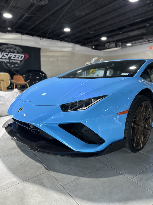 Lamborghini Huracan EVO RWD 2020 2021 2022 2023 with Aftermarket Parts - Front Lip Pre-preg Carbon Fiber from CMST Tuning