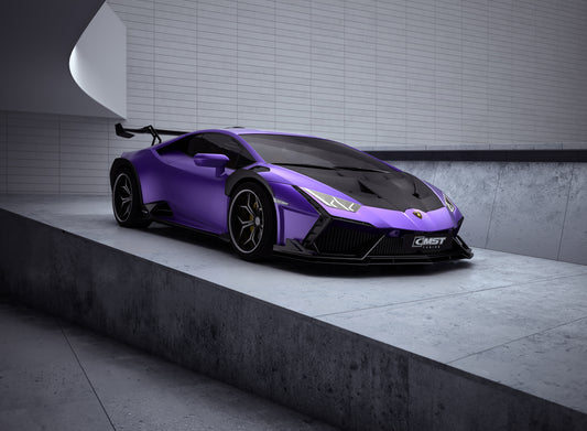 Lamborghini Huracan LP580 LP610 Evo RWD AWD Tecnica Performante 2015 2016 2017 2018 2019 2020 2021 2022 2023 2024 with Aftermarket Parts - Front Bumper & Front Lip Pre-preg Carbon Fiber / FRP from CMST Tuning