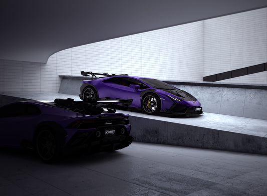 Lamborghini Huracan LP580 LP610 Evo RWD AWD Tecnica Performante 2015 2016 2017 2018 2019 2020 2021 2022 2023 2024 with Aftermarket Parts - Front Bumper & Front Lip Pre-preg Carbon Fiber / FRP from CMST Tuning