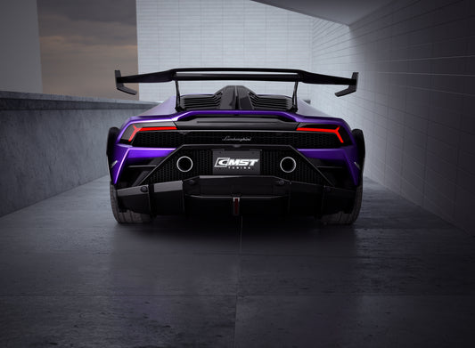 Lamborghini Huracan LP580 LP610 Evo RWD AWD Tecnica Performante 2015 2016 2017 2018 2019 2020 2021 2022 2023 2024 with Aftermarket Parts - Rear Bumper & Rear Diffuser Pre-preg Carbon Fiber / FRP from CMST Tuning