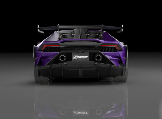 Lamborghini Huracan LP580 LP610 Evo RWD AWD Tecnica Performante 2015 2016 2017 2018 2019 2020 2021 2022 2023 2024 with Aftermarket Parts - Rear Bumper & Rear Diffuser Pre-preg Carbon Fiber / FRP from CMST Tuning