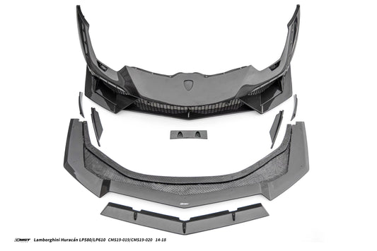 Lamborghini Huracan LP580 LP610 Evo RWD AWD Tecnica Performante 2015 2016 2017 2018 2019 2020 2021 2022 2023 2024 with Aftermarket Parts - Front Bumper & Front Lip Pre-preg Carbon Fiber / FRP from CMST Tuning