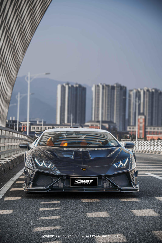 Lamborghini Huracan LP580 LP610 Evo RWD AWD Tecnica Performante 2015 2016 2017 2018 2019 2020 2021 2022 2023 2024 with Aftermarket Parts - Front Bumper & Front Lip Pre-preg Carbon Fiber / FRP from CMST Tuning