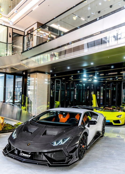 Lamborghini Huracan LP580 LP610 Evo RWD AWD Tecnica Performante 2015 2016 2017 2018 2019 2020 2021 2022 2023 2024 with Aftermarket Parts - Front Bumper & Front Lip Pre-preg Carbon Fiber / FRP from CMST Tuning