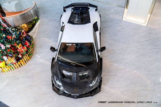 Lamborghini Huracan LP580 LP610 Evo RWD AWD Tecnica Performante 2015 2016 2017 2018 2019 2020 2021 2022 2023 2024 with Aftermarket Parts - Front Bumper & Front Lip Pre-preg Carbon Fiber / FRP from CMST Tuning