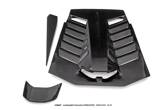 Lamborghini Huracan LP580 LP610 Evo RWD AWD Tecnica Performante 2015 2016 2017 2018 2019 2020 2021 2022 2023 2024 with Aftermarket Parts - Rear Wing & Rear Engine Trunk deck Lid Pre-preg Carbon Fiber / FRP from CMST Tuning
