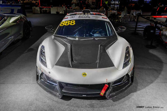 Lotus Emira 3.6 V6 2.0 Four-cylinder 2022-ON with Aftermarket Parts - V2 Front Lip Dry Pre-preg Carbon Fiber / FRP
