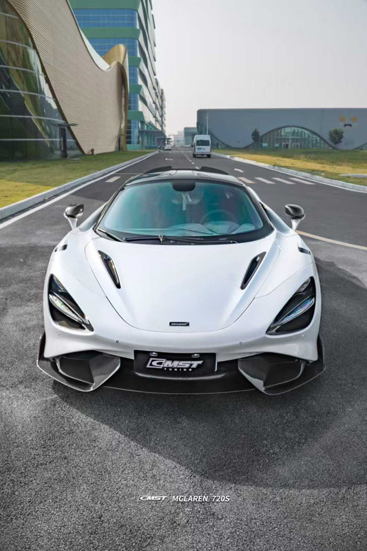 McLaren 720s 2018 2019 2020 2021 2022 2023 & 765LT 2021 2022 & 750s 2024 with Aftermarket Parts - 765lt Conversion Front Bumper & Front Lip Carbon Fiber / FRP from CMST Tuning