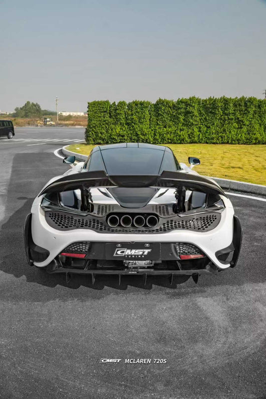 McLaren 720s 2018 2019 2020 2021 2022 2023 with Aftermarket Parts - 765lt Conversion Rear Spoiler Wing Carbon Fiber / FRP from CMST Tuning