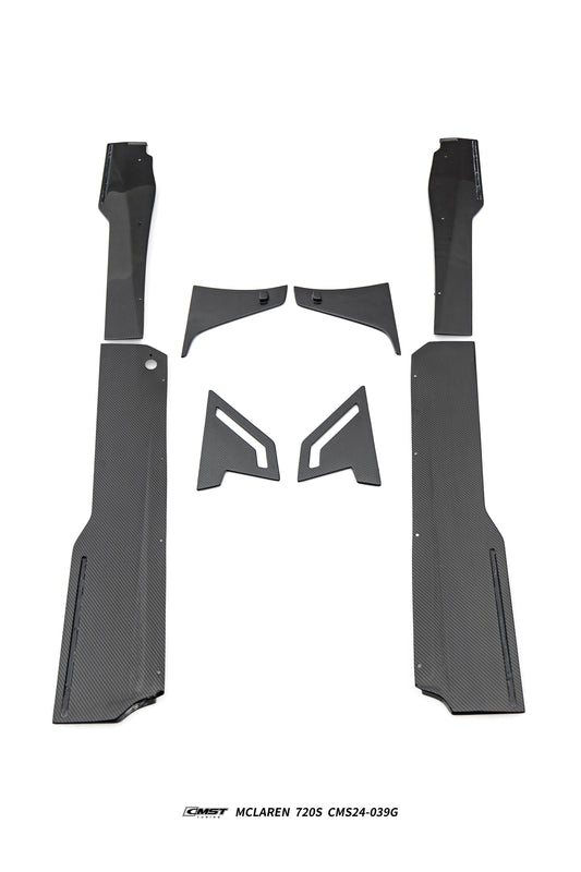 McLaren 720S 2018 2019 2020 2021 2022 2023 & 750S 2024-ON with Aftermarket Parts - Side Skirts Carbon Fiber / FRP from CMST Tuning