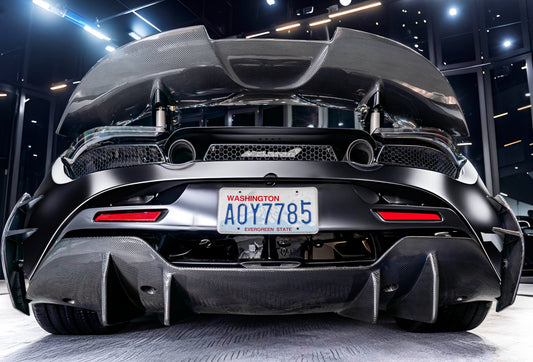 McLaren 720S 2018 2019 2020 2021 2022 2023 with Aftermarket Parts - V1 Rear Diffuser Carbon Fiber / FRP from CMST Tuning