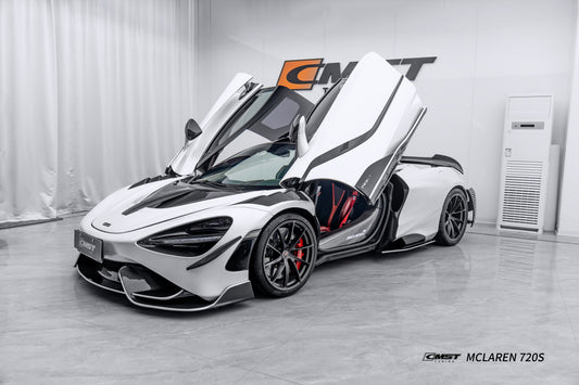McLaren 720s 2018 2019 2020 2021 2022 2023 & 765LT 2021 2022 & 750s 2024 with Aftermarket Parts - 765lt Conversion Front Bumper & Front Lip Carbon Fiber / FRP from CMST Tuning