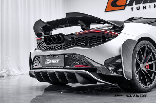 McLaren 720s 2018 2019 2020 2021 2022 2023 with Aftermarket Parts - 765lt Conversion Rear Bumper Vents Pre-preg Carbon Fiber / FRP from CMST Tuning