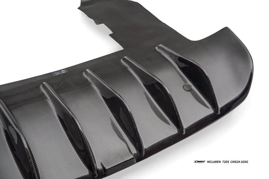 McLaren 720s 2018 2019 2020 2021 2022 2023 with Aftermarket Parts - 765lt Conversion Rear Bumper & Rear Diffuser & Rear Canards Carbon Fiber / FRP from CMST Tuning