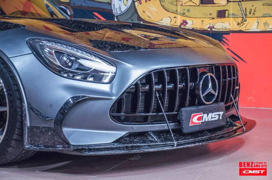 Mercedes Benz AMG GT GTS GTC C190 2016-2021 (designed to work with CMST Black Series Style Front Fenders, corner small lips would need to be shaved off for fitment with OEM fenders, 3 point star not included) with Aftermarket Parts - Front Bumper Set Carbon Fiber / FRP from CMST Tuning