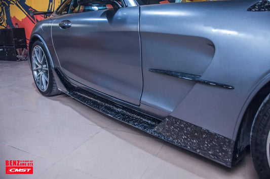 Mercedes Benz AMG GT GTS C190 2016-2021 with Aftermarket Parts - Black Series Style Side Skirts Carbon Fiber / FRP from CMST Tuning