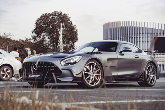 Mercedes Benz AMG GT GTS C190 2016-2021 with Aftermarket Parts - Black Series Style Side Skirts Carbon Fiber / FRP from CMST Tuning
