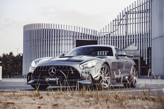 Mercedes Benz AMG GT GTS C190 2016-2021 with Aftermarket Parts - Black Series Style Side Skirts Carbon Fiber / FRP from CMST Tuning