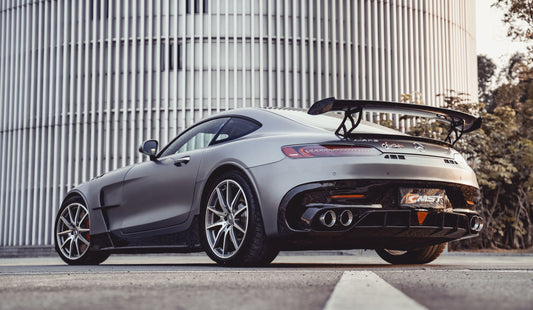 Mercedes Benz AMG GT GTS C190 2016-2021 with Aftermarket Parts - Black Series Style Rear Wheel Arch Trim Carbon Fiber / FRP from CMST Tuning