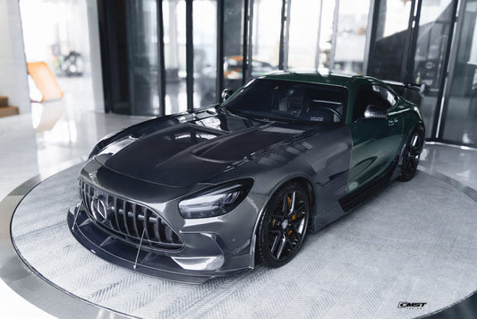 Mercedes Benz AMG GT GTS GTC C190 2016-2021 (designed to work with CMST Black Series Style Front Fenders, corner small lips would need to be shaved off for fitment with OEM fenders, 3 point star not included) with Aftermarket Parts - Front Bumper Set Carbon Fiber / FRP from CMST Tuning