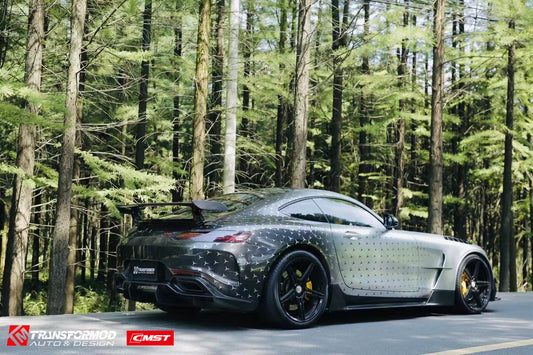 Mercedes Benz AMG GT GTS C190 2016-2021 with Aftermarket Parts - Black Series Style Rear Wheel Arch Trim Carbon Fiber / FRP from CMST Tuning