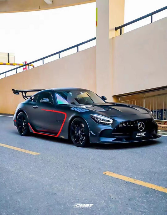Mercedes Benz AMG GT GTS C190 2016-2021 with Aftermarket Parts - Black Series Style Side Skirts Carbon Fiber / FRP from CMST Tuning