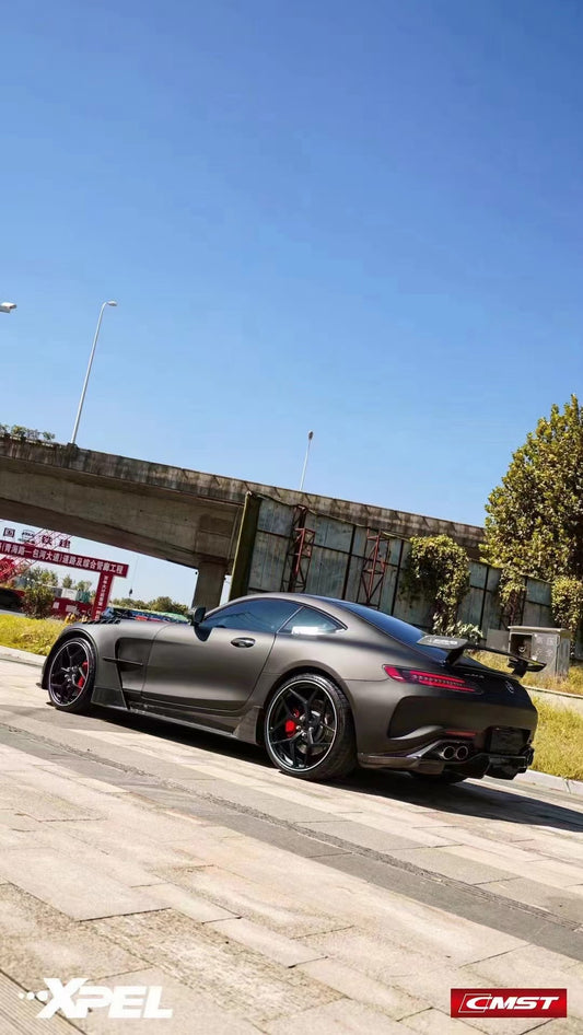 Mercedes Benz AMG GT GTS C190 2016-2021 with Aftermarket Parts - Black Series Style Rear Wheel Arch Trim Carbon Fiber / FRP from CMST Tuning