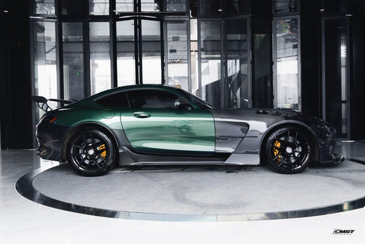 Mercedes Benz AMG GT GTS C190 2016-2021 with Aftermarket Parts - Black Series Style Rear Wheel Arch Trim Carbon Fiber / FRP from CMST Tuning