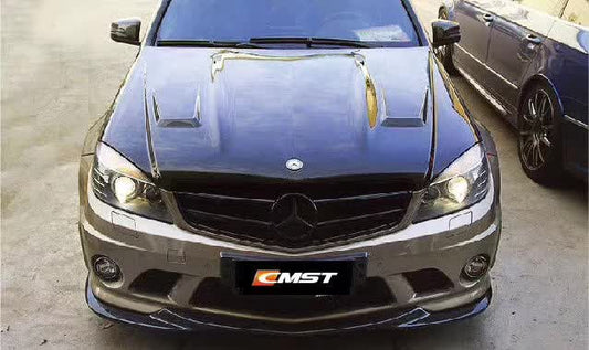 Mercedes Benz C63 AMG W204 2008 2009 2010 2011 with Aftermarket Parts - Hood Bonnet Carbon Fiber / FRP from CMST Tuning