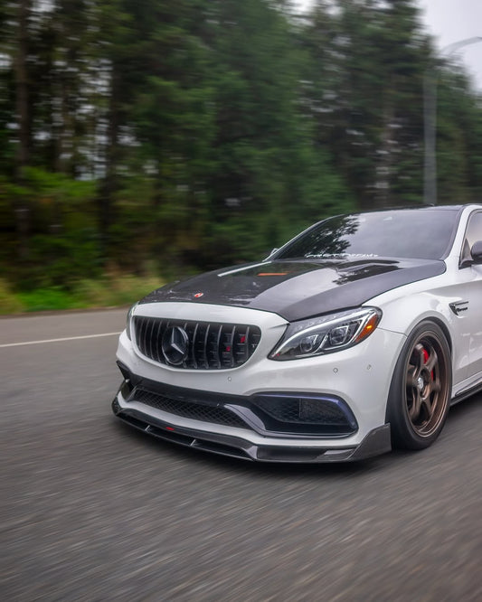 Mercedes Benz C63/C63S AMG W205 with Aftermarket Parts - 2015 2016 2017 2018 2019 2020 2021 Hood Bonnet Carbon Fiber / FRP from CMST Tuning