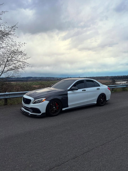 Mercedes Benz C63/C63S AMG W205 with Aftermarket Parts - 2015 2016 2017 2018 2019 2020 2021 Hood Bonnet Carbon Fiber / FRP from CMST Tuning