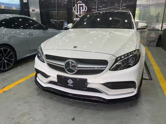 Mercedes Benz C63S C63 AMG W205 Sedan 2015-2021 & C63S C63 AMG W205 Coupe 2017-2023 & C63S C63 AMG W205 Convertible 2017-2023 with Aftermarket Parts - Carbon Fiber FRP Front Lip Splitter from CMST Tuning