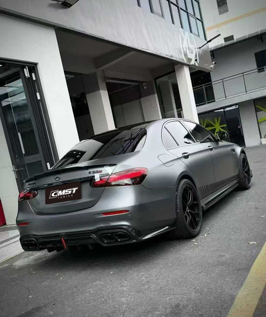 Mercedes Benz E-Class E63S E63 E53 E43 AMG E550 E450 E400 E350 E300 W213 2017 2018 2019 2020 2021 2022 2023 with Aftermarket Parts - Side Skirts Pre-preg Carbon Fiber / FRP from CMST Tuning