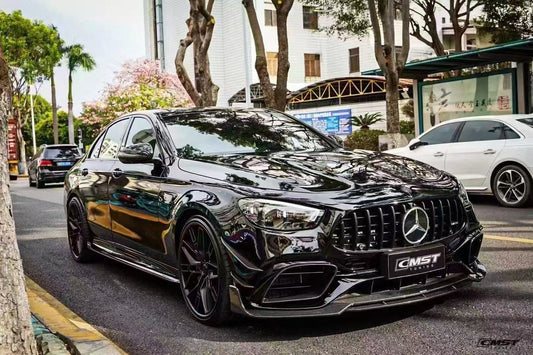 Mercedes Benz E-Class E63S E63 E53 E43 AMG E550 E450 E400 E350 E300 W213 2017 2018 2019 2020 2021 2022 2023 with Aftermarket Parts - Side Skirts Pre-preg Carbon Fiber / FRP from CMST Tuning