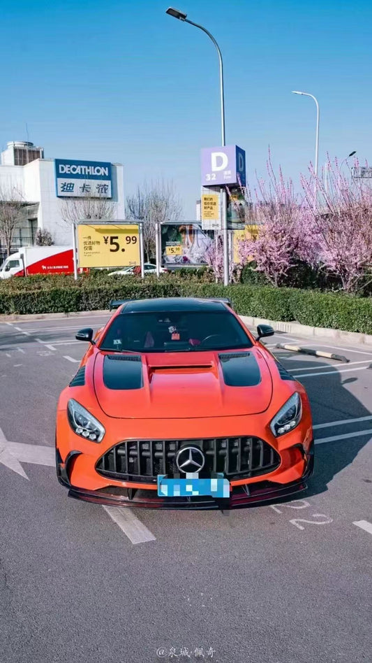 Mercedes Benz AMG GT GTS GTC C190 2016 2017 2018 2019 2020 2021 (designed to work with CMST Black Series Style Front Fenders, corner small lips would need to be shaved off for fitment with OEM fenders, 3 point star not included) with Aftermarket Parts - Front Bumper Set Carbon Fiber / FRP from CMST Tuning